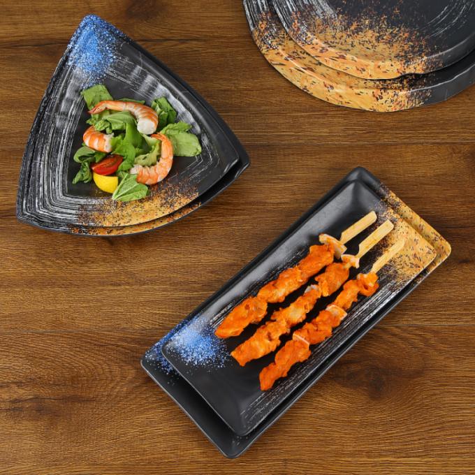 熱い鍋のレストランの長方形のメラミンは魚肉だんごの軽食の寿司のミートボールの皿のためにめっきする 1