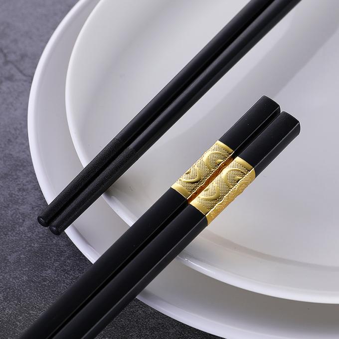 再使用可能な合金の箸24cmの長い正方形のヘッド中国のヌードルの寿司の箸 0