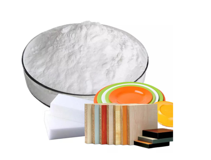 メラミン ホルムアルデヒドの樹脂の注入口99.8%のメラミン水晶粉の産業等級 0